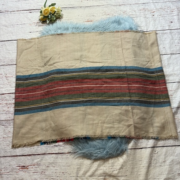 Nordstrom Plaid Infinity Scarf Turquoise Blue Tan Red - Picture 4 of 5